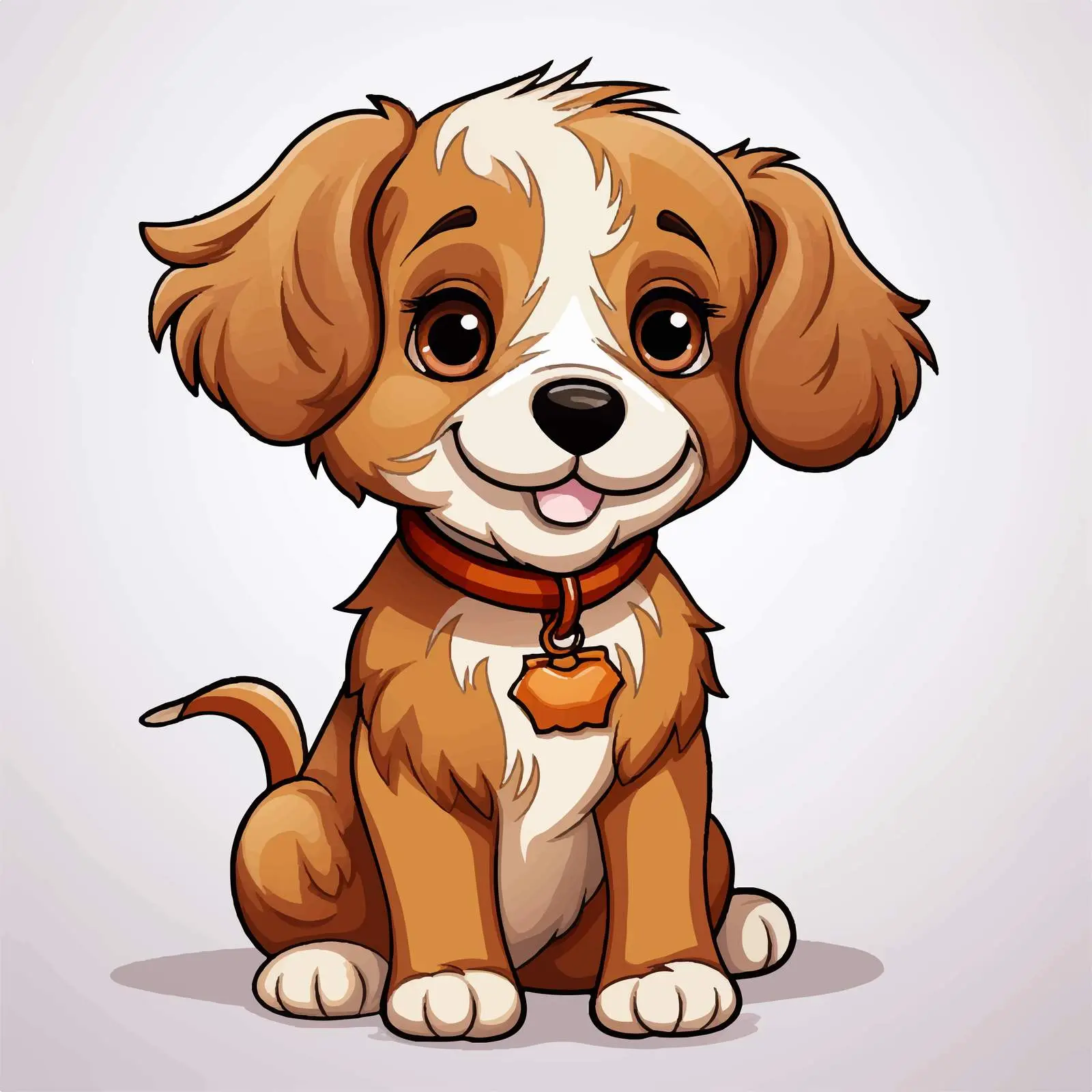 Cute Puppy Outlined and Colored Vector Illustration — free download from Dotvec