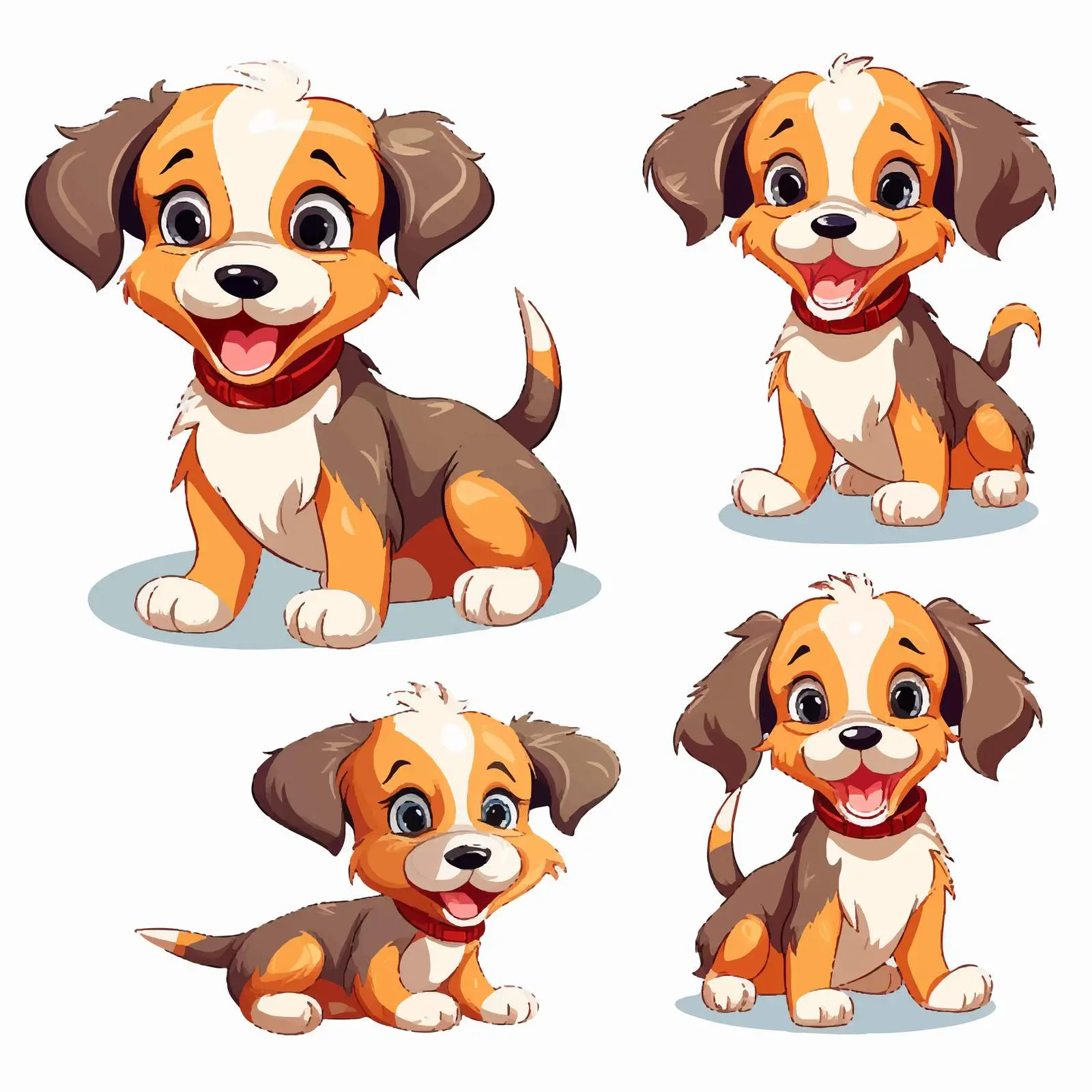 Cute Puppy Colorful Vector Illustrations — free download from Dotvec