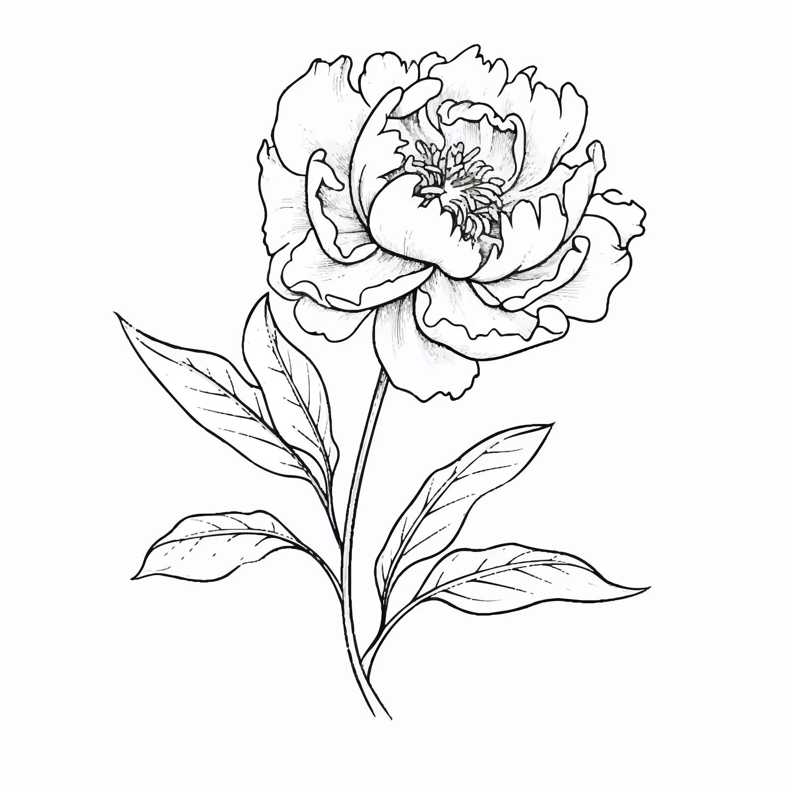 Contoured Etched Peony Blossom Vector Design — free download from Dotvec