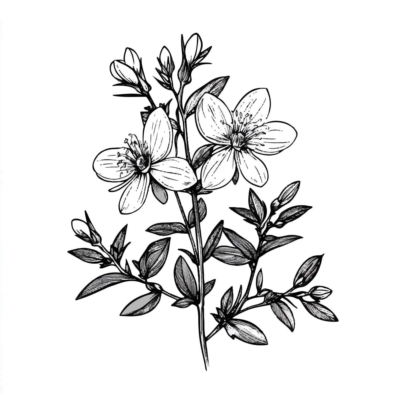 Outlined St. John's Wort Wildflower Vector Design — free download from Dotvec