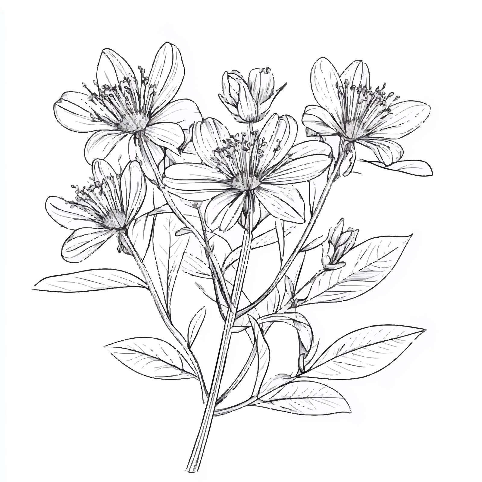 Outlined St. John's Wort Medicinal Flower Vector — free download from Dotvec