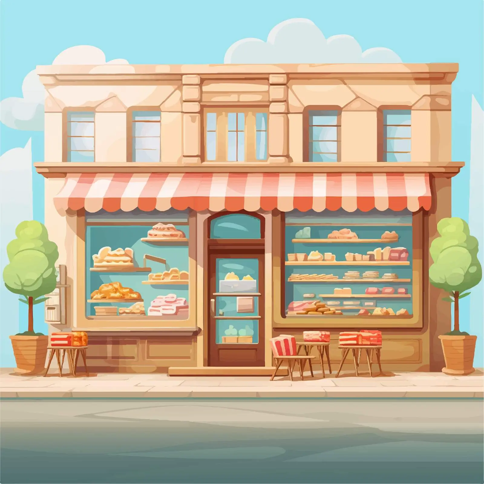Bakery Shop Exterior Background Illustration — free download from Dotvec