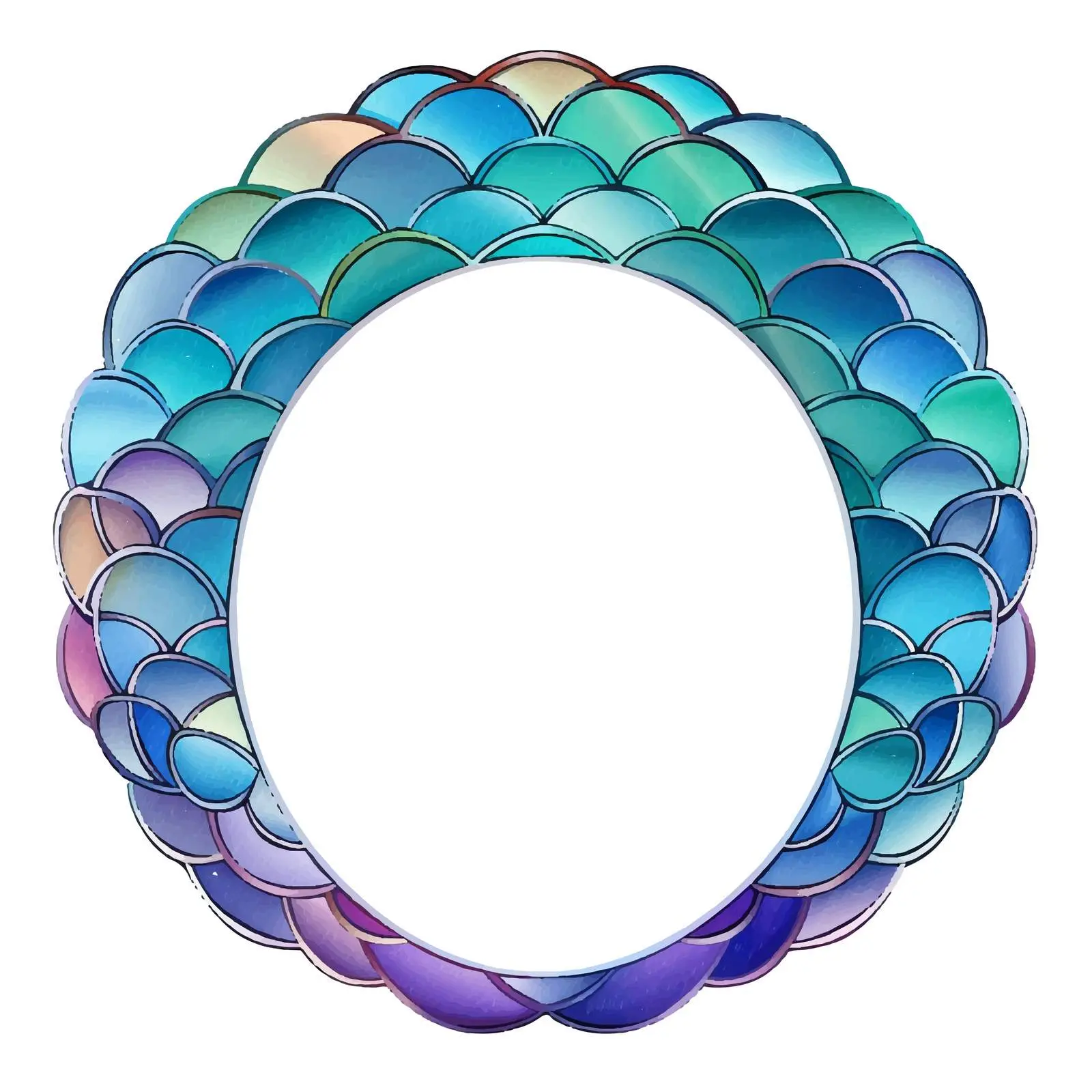 Oval Frame Template on Blue Fish Scales – free underwater design image from Dotvec