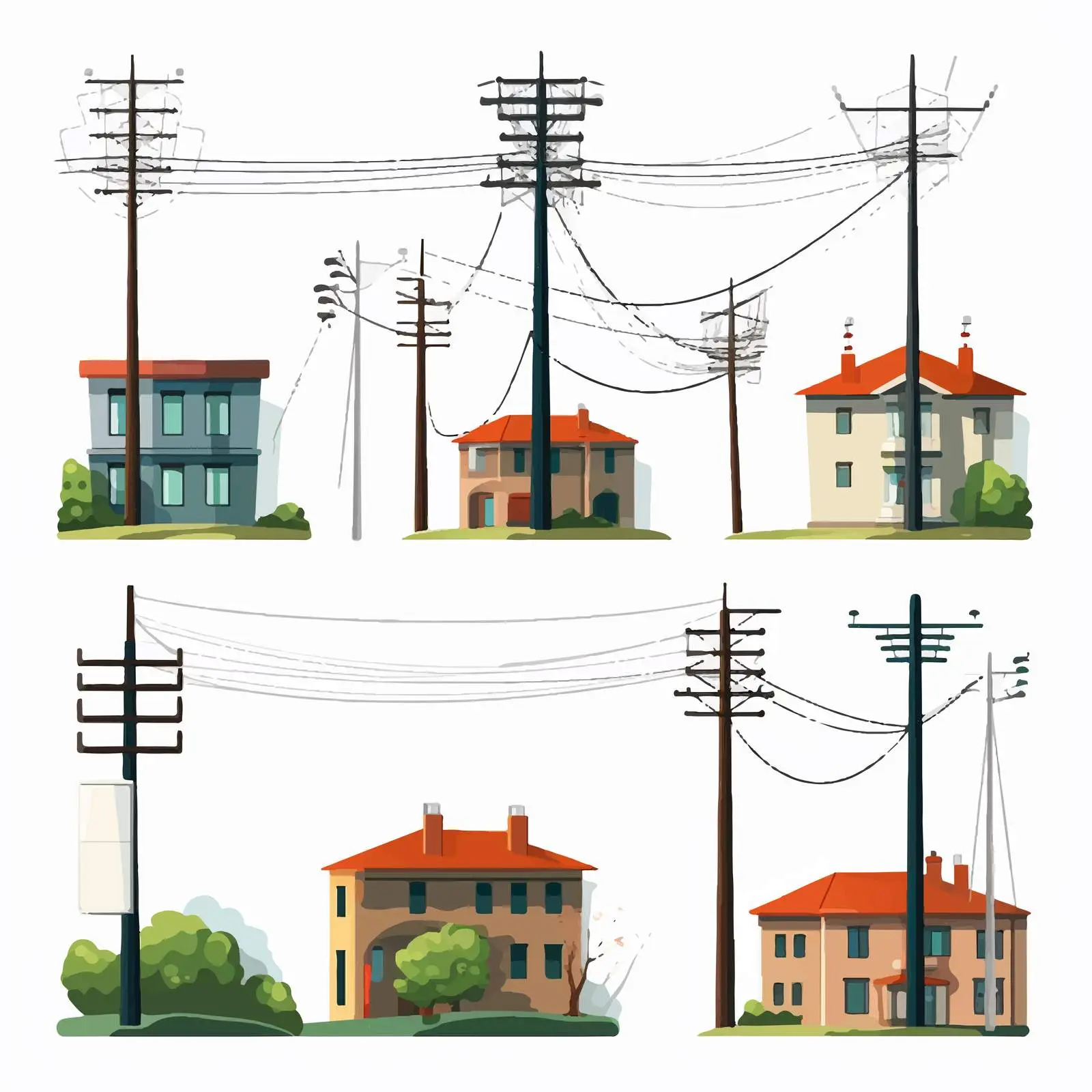 Overhead Electric Power Lines with Suspended Cables – free cable design image from Dotvec