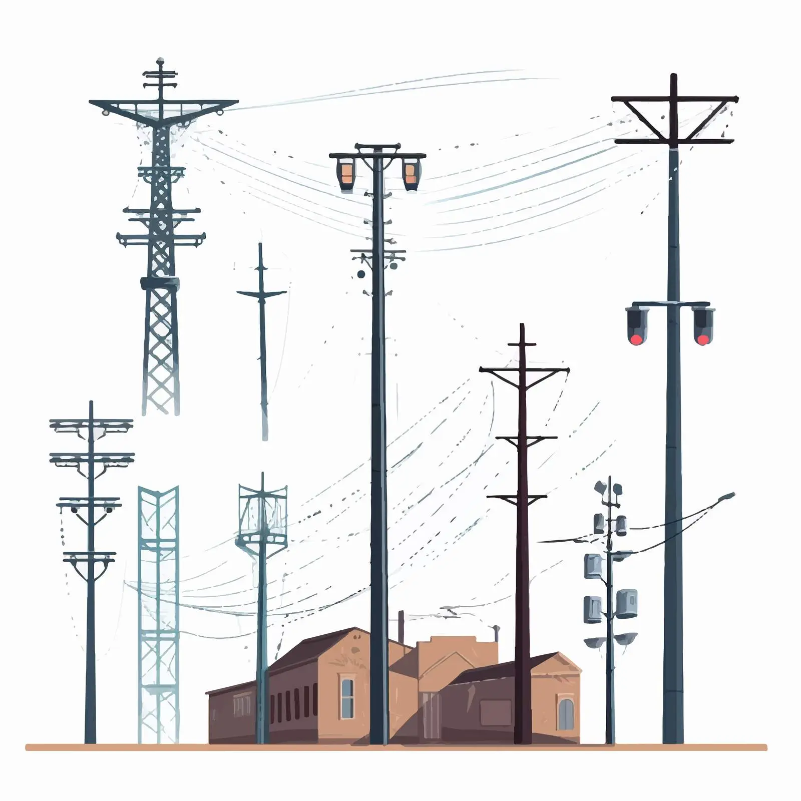 Overhead Electric Power Lines with Suspended Cables – free grid image from Dotvec