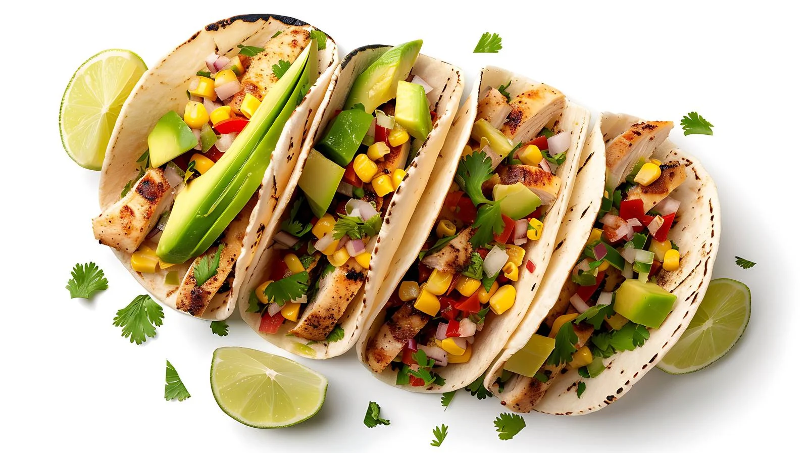 Colorful Soft Tacos with Chicken and Avocado — free download from Dotvec