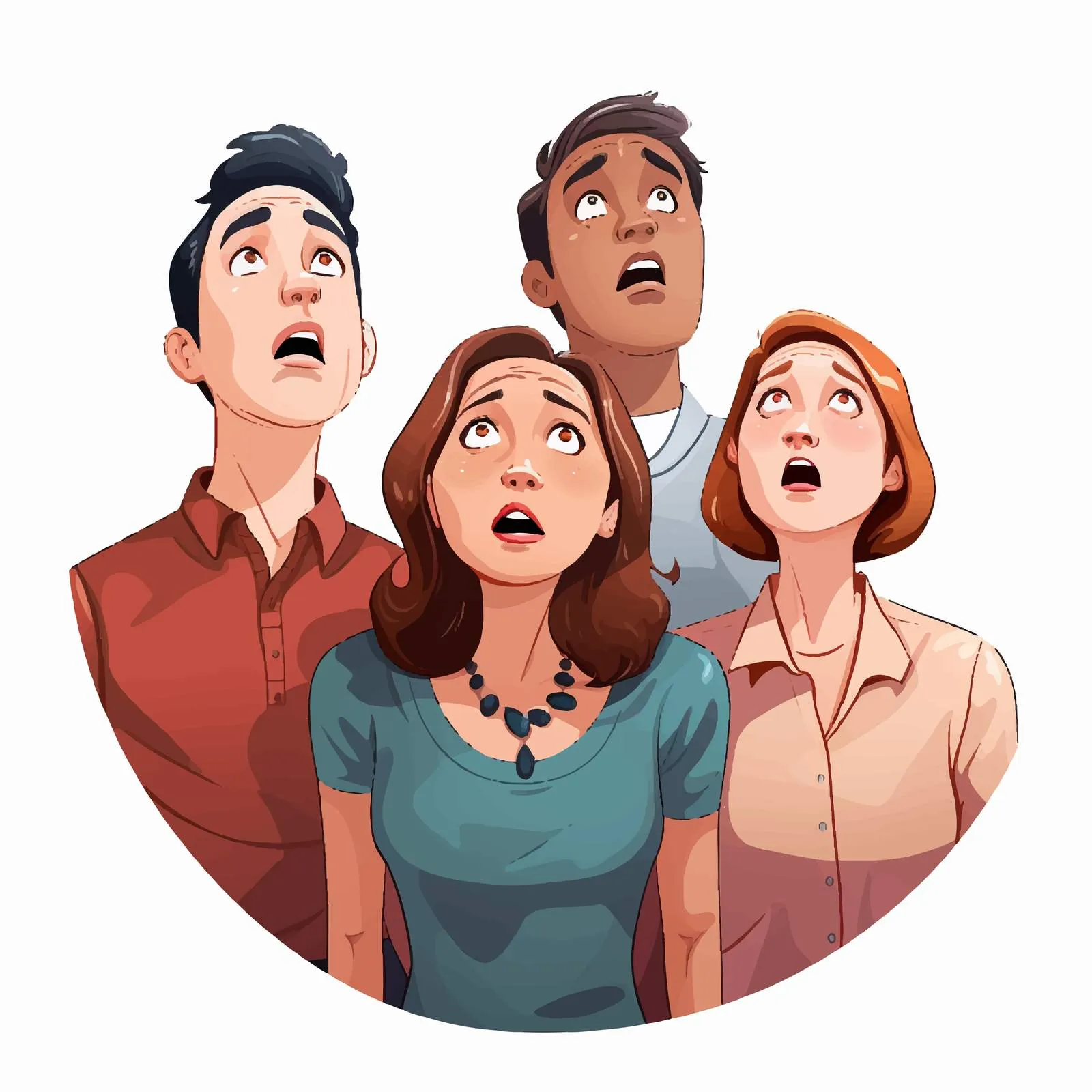 Surprised Characters Looking Up from Above — free download from Dotvec