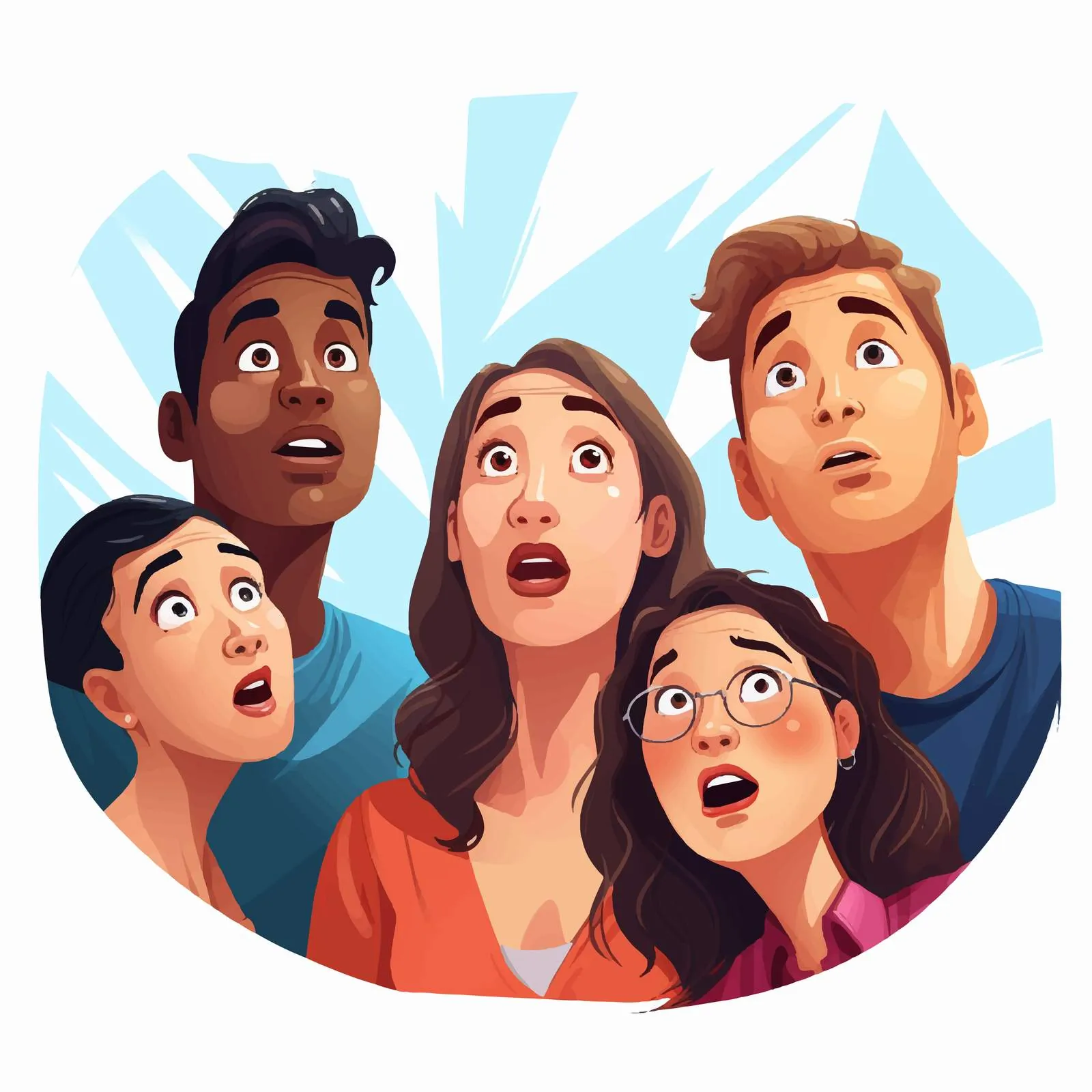 Surprised Faces of People Looking Up — free download from Dotvec