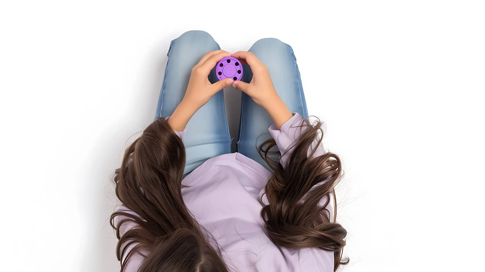 Child playing with purple fidget toy from above — free download from Dotvec