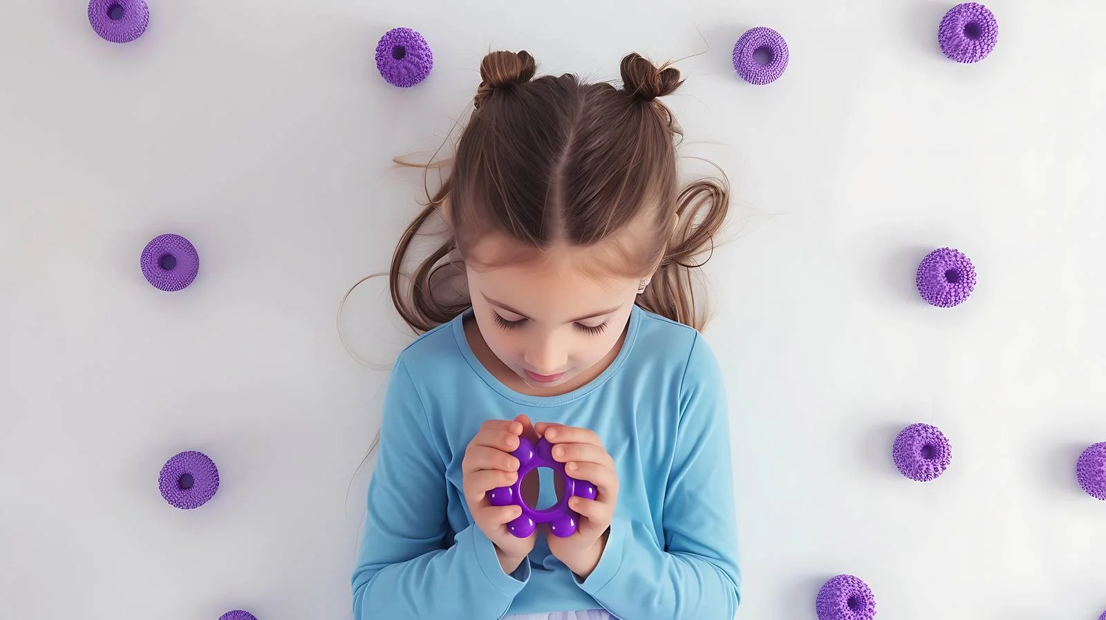 Youthful girl engaged with purple fidget spinner — free download from Dotvec