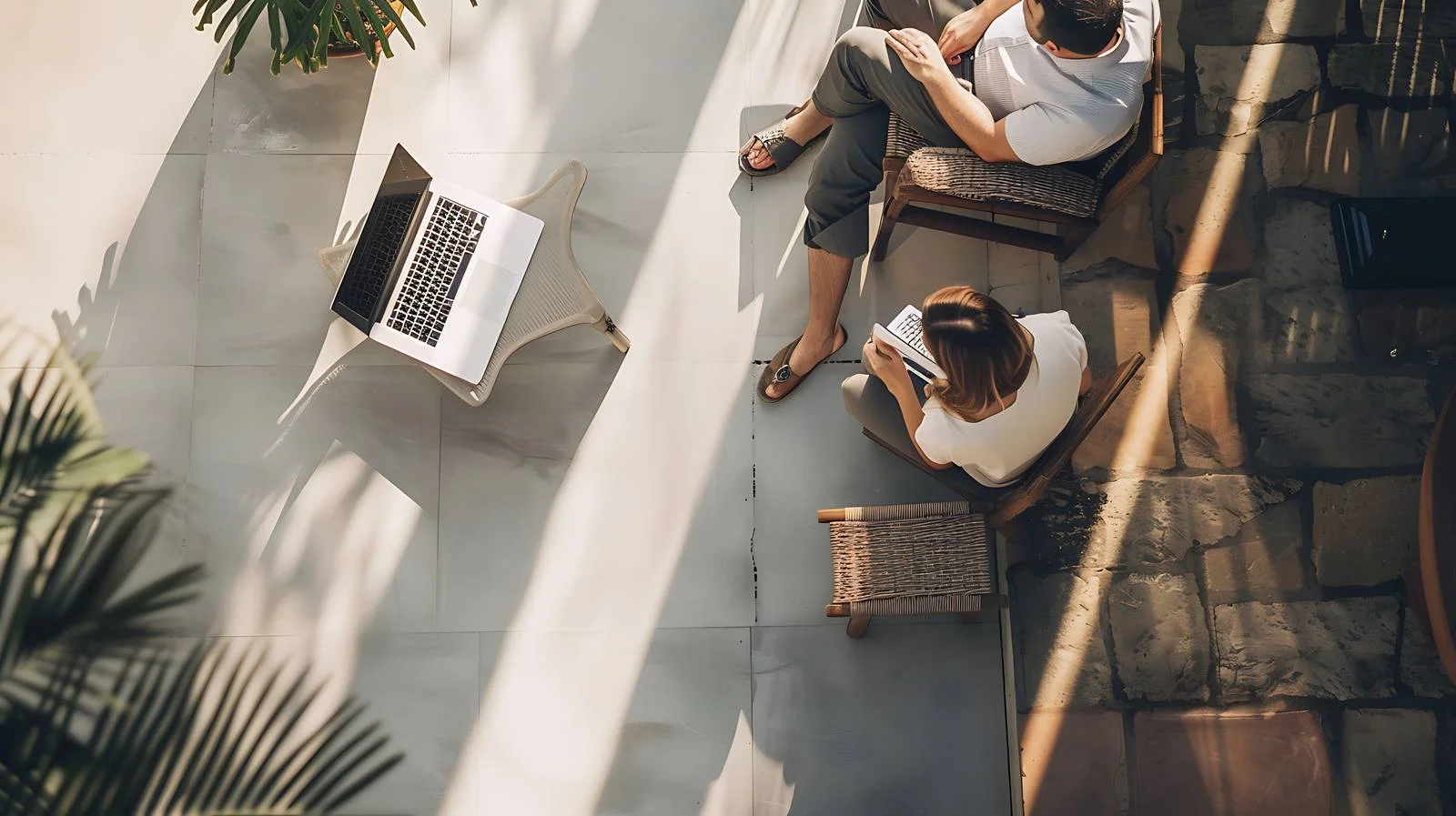 Man Working on Terrace with Laptop — free download from Dotvec