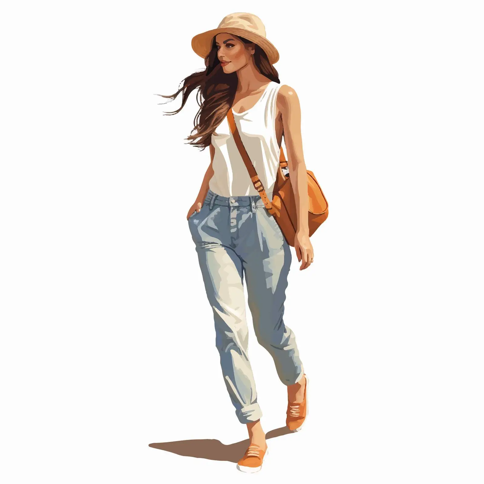 Modern Fashion Girl Walking on Street — free download from Dotvec