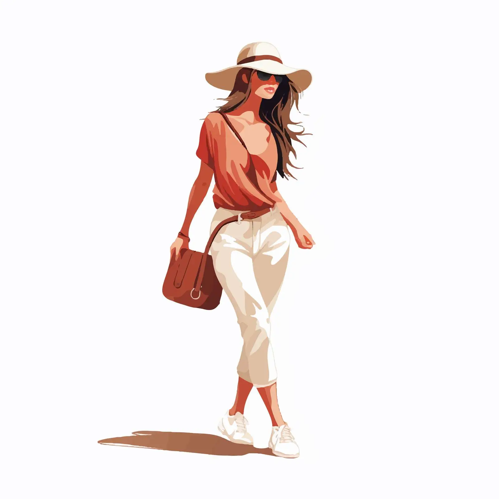 Modern Fashion Girl Walking on Street — free download from Dotvec