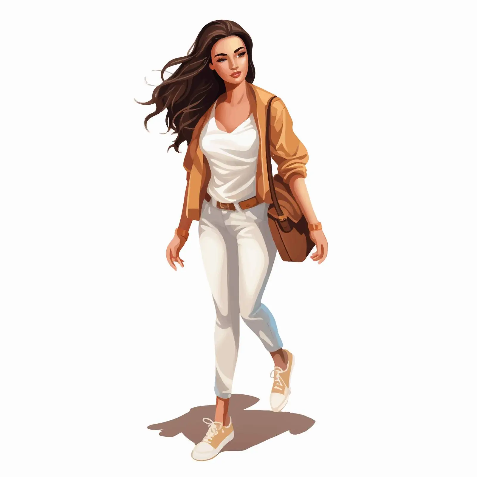 Modern Fashion Girl Walking on Street — free download from Dotvec