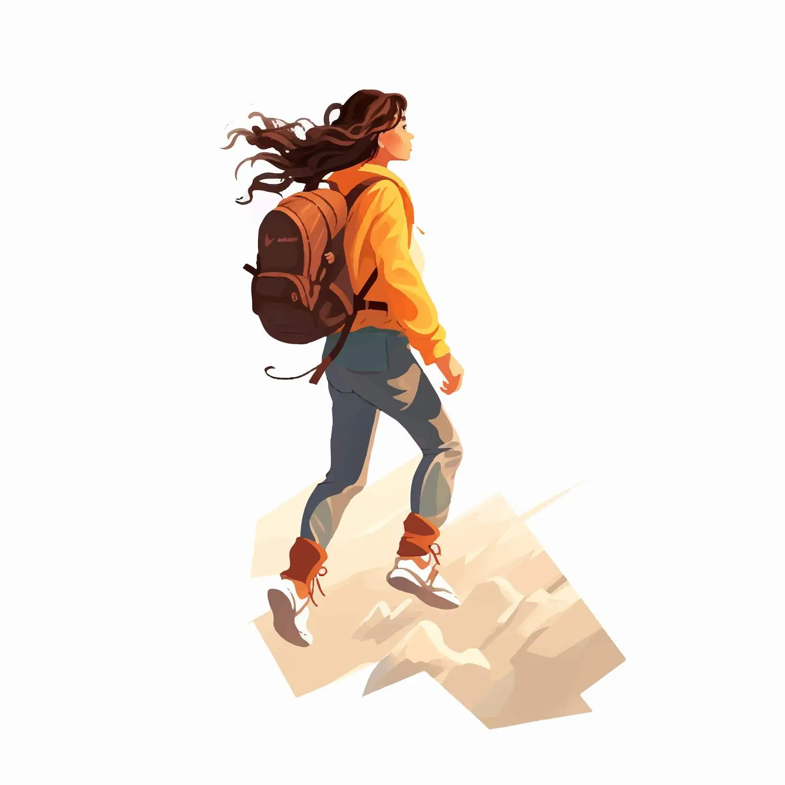 Overhead View of Outdoor Backpacking Woman — free download from Dotvec