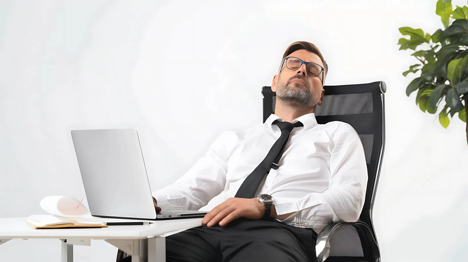 Exhausted Businessman Resting in Office — free download from Dotvec