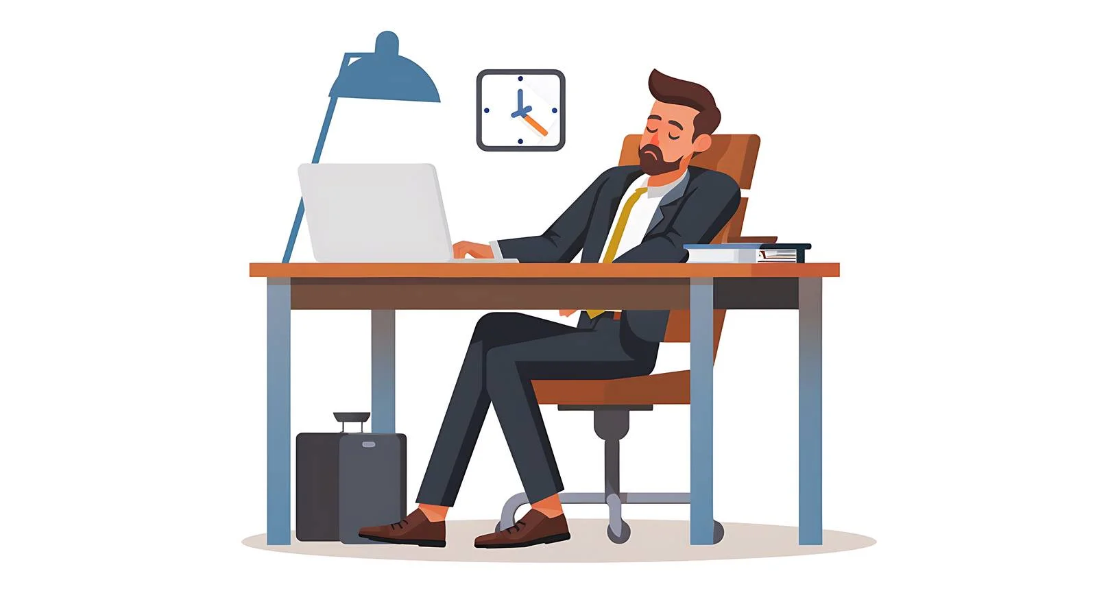 Exhausted Businessman Taking Nap in Office — free download from Dotvec