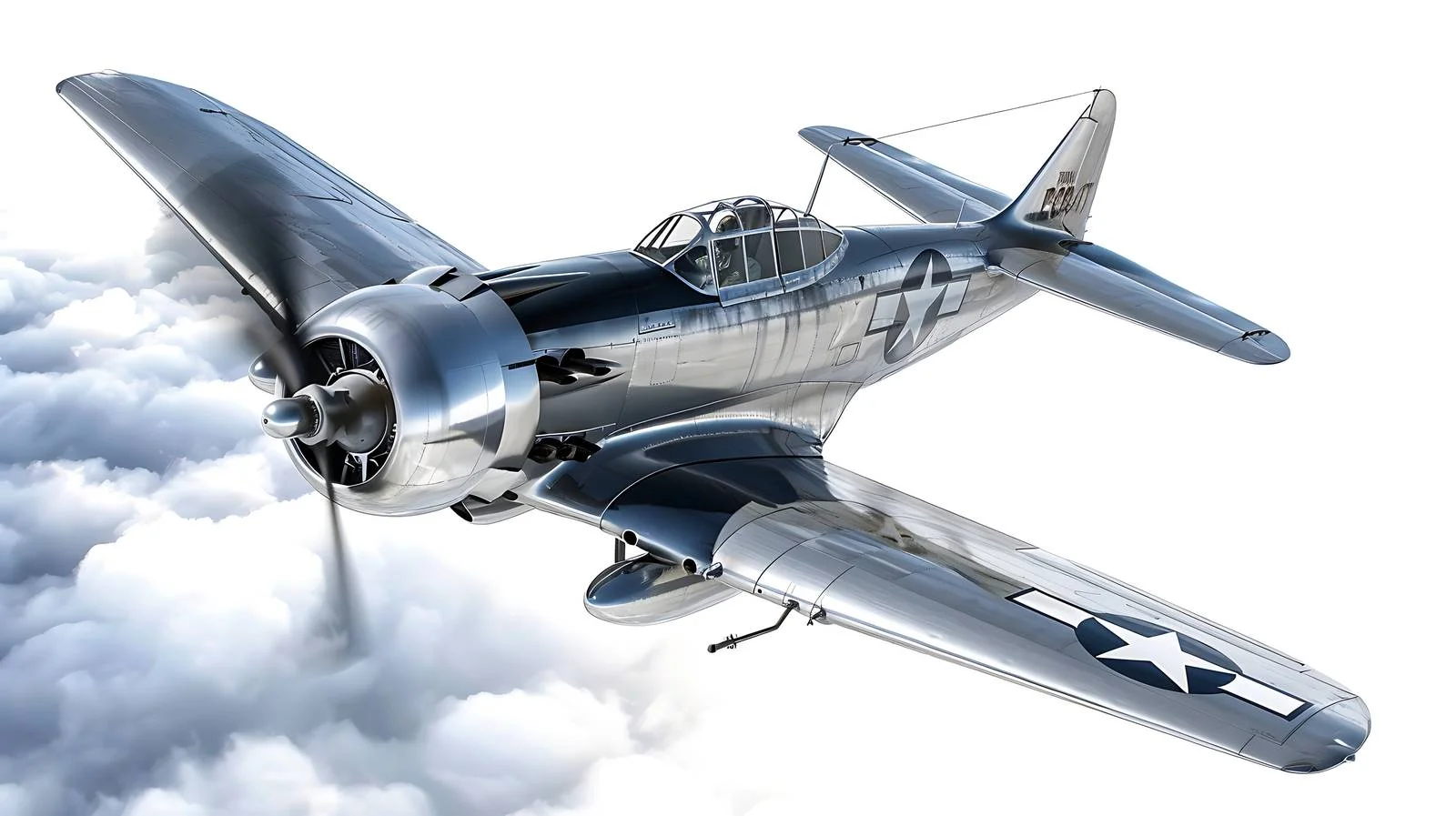 P-47 Thunderbolt model in aerial patrol – free replica image from Dotvec