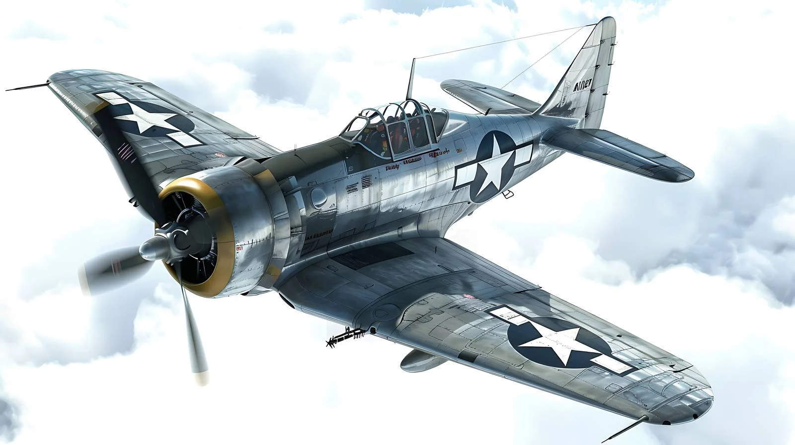Vintage P-47 Thunderbolt Model in Sky — free download from Dotvec