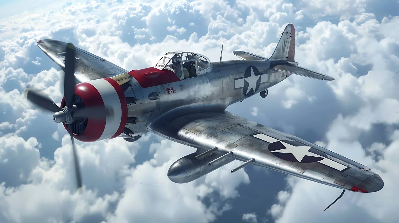 P-47 Thunderbolt model in aerial surveillance — free download from Dotvec