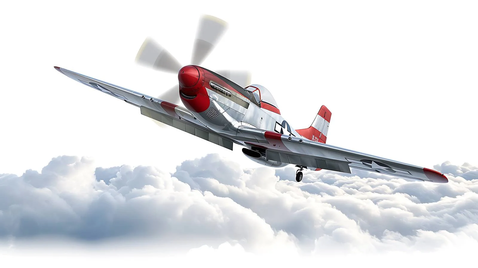 Iconic P-51 Mustang Fighter with Red Tail — free download from Dotvec