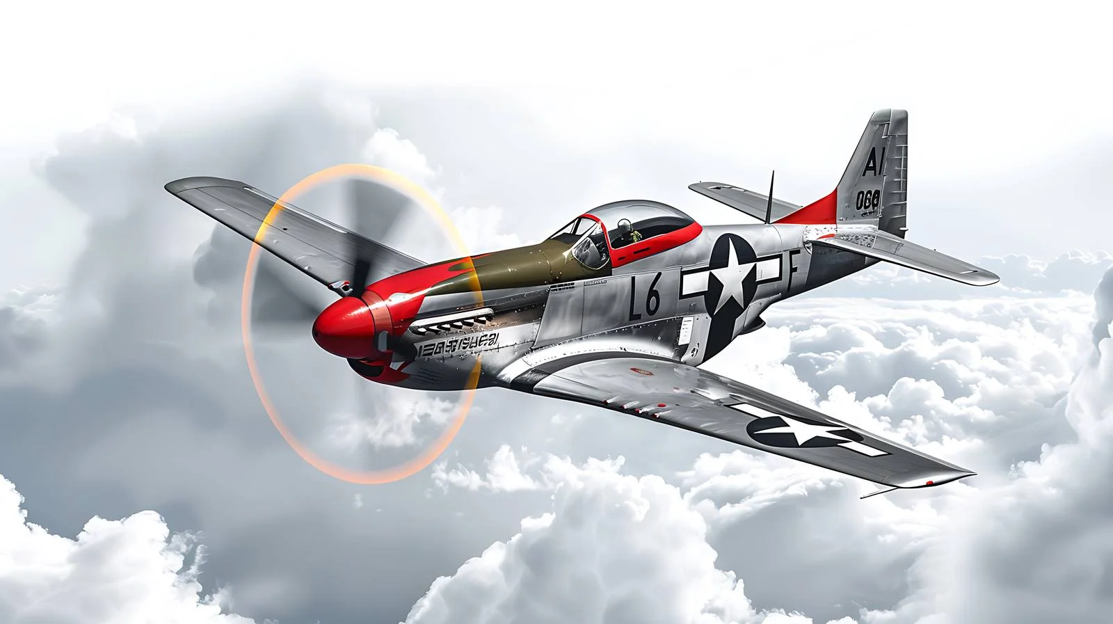 Iconic WWII P-51 Mustang Fighter Aircraft – free red tail image from Dotvec