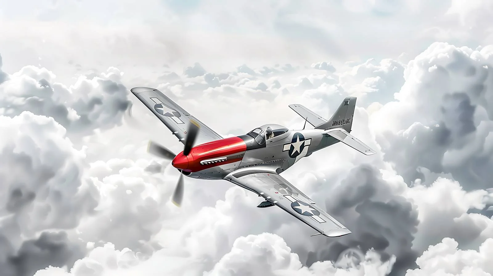 Classic World War II P-51 Mustang Fighter – free red tail image from Dotvec