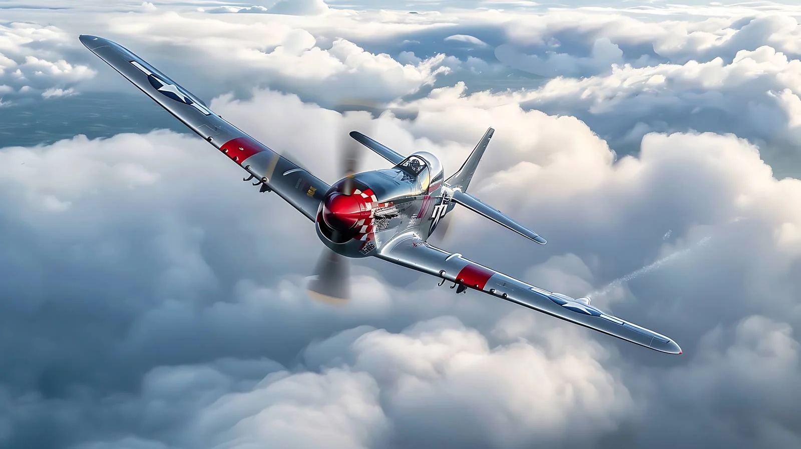 Vintage P-51 Mustang Fighter Red-Tail — free download from Dotvec