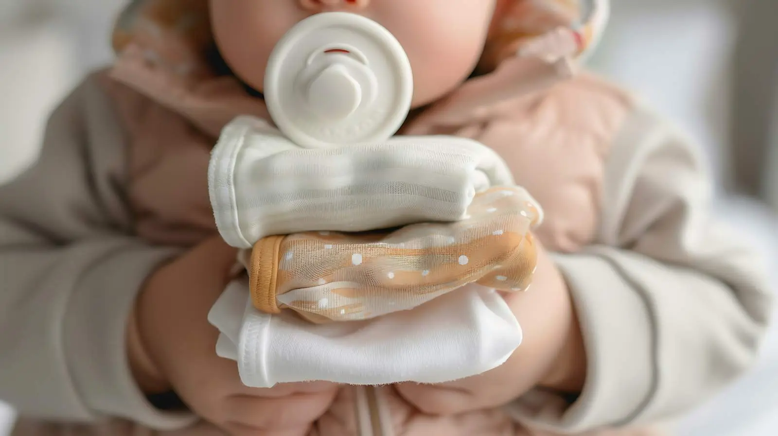 Stack of Newborn Baby Clothes with Pacifier — free download from Dotvec
