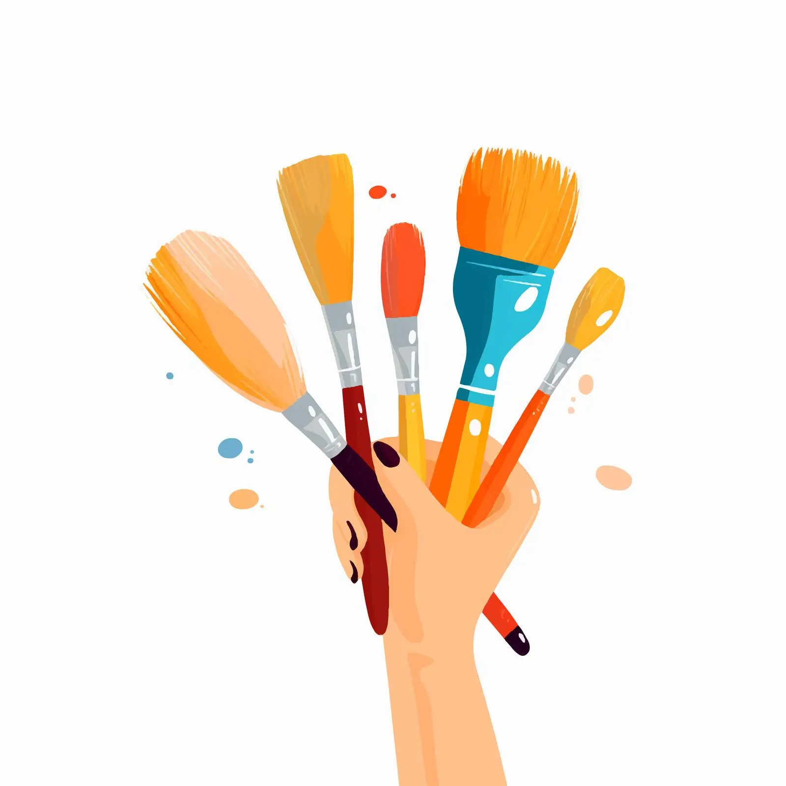 Colorful Paint Brushes Held in Hand — free download from Dotvec