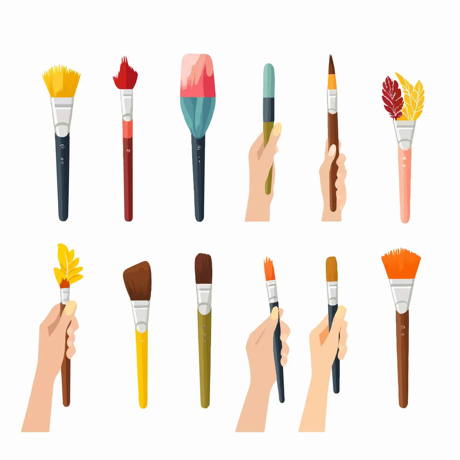 Paint Brushes Held in Hand for Art – free art workshop image from Dotvec