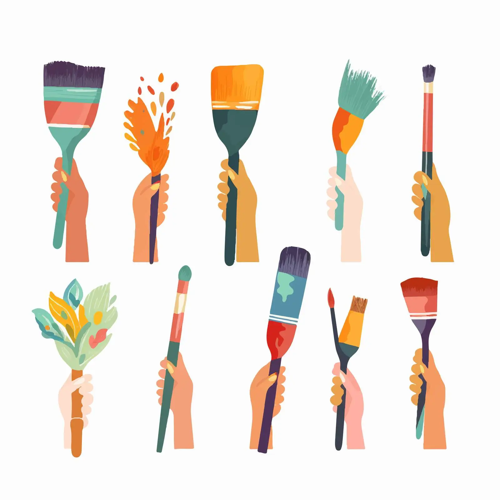 Holding Paintbrushes for Artistic Creations — free download from Dotvec