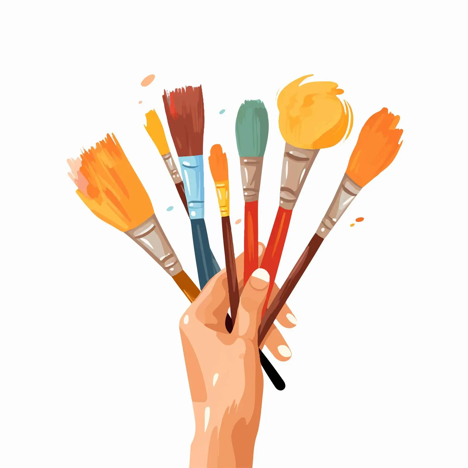 Holding Paintbrushes for Artistic Creations – free art workshop image from Dotvec