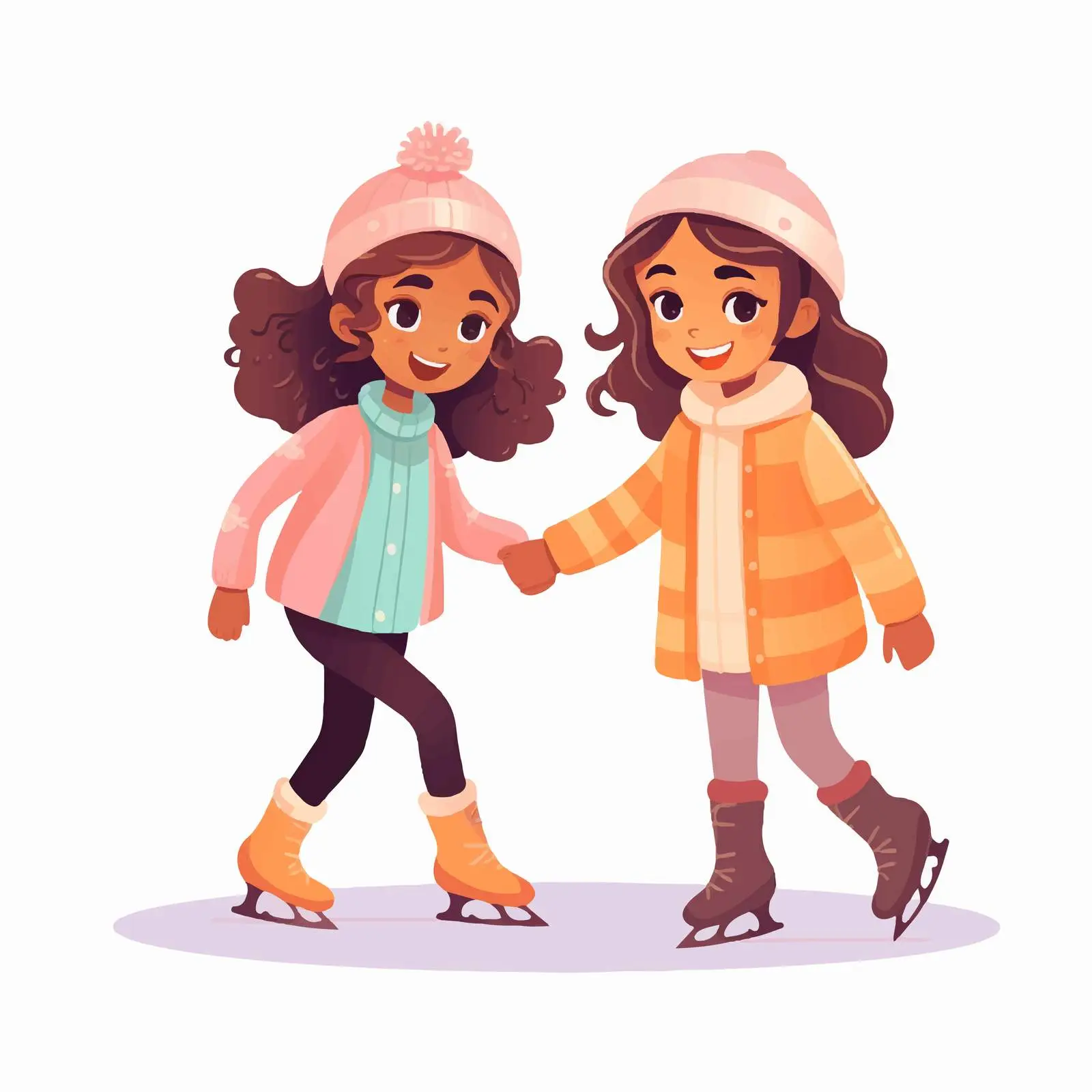 Cute Girls Ice Skating Together – free holiday activities image from Dotvec