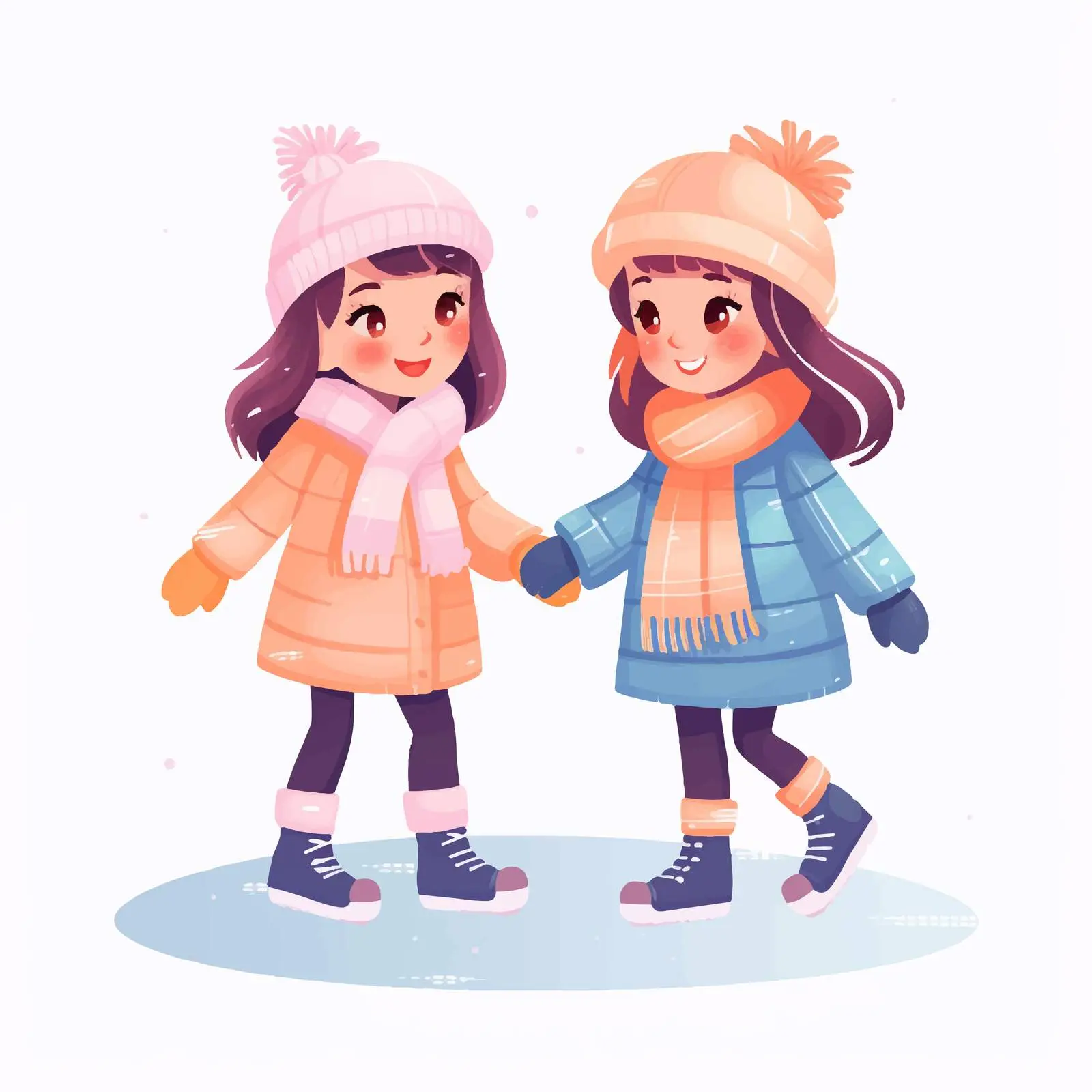 Cute Girls Ice Skating Holding Hands – free teen girl image from Dotvec