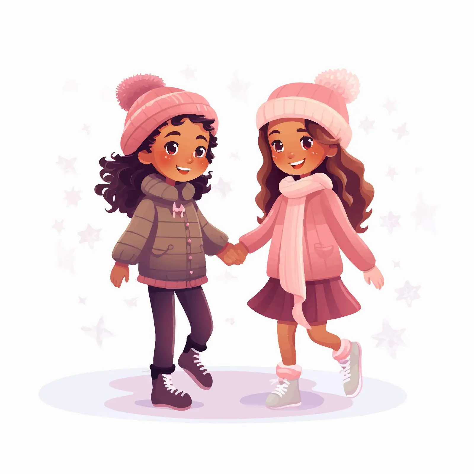 Cute Girls Ice Skating Together — free download from Dotvec