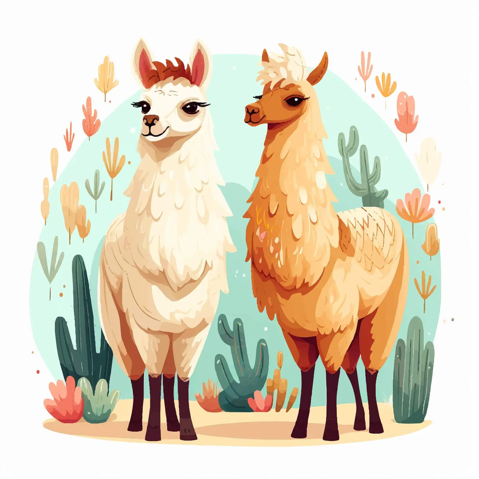 Cute Isolated Llamas on White Background — free download from Dotvec