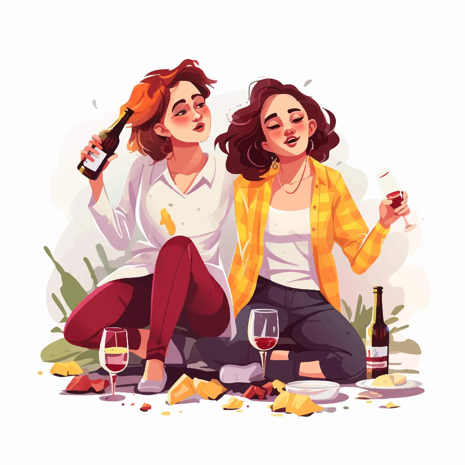Drunk Girls in Messy Clothes Vector Art — free download from Dotvec