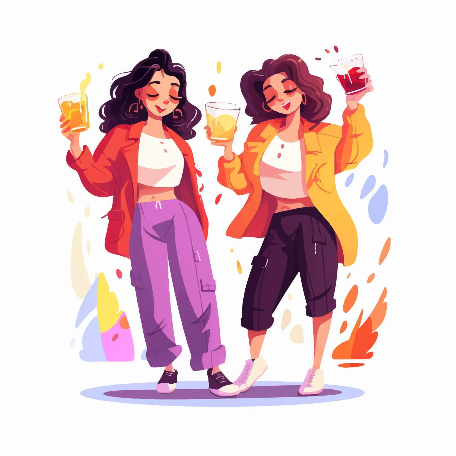 Drunk Young Women in Messy Clothes — free download from Dotvec