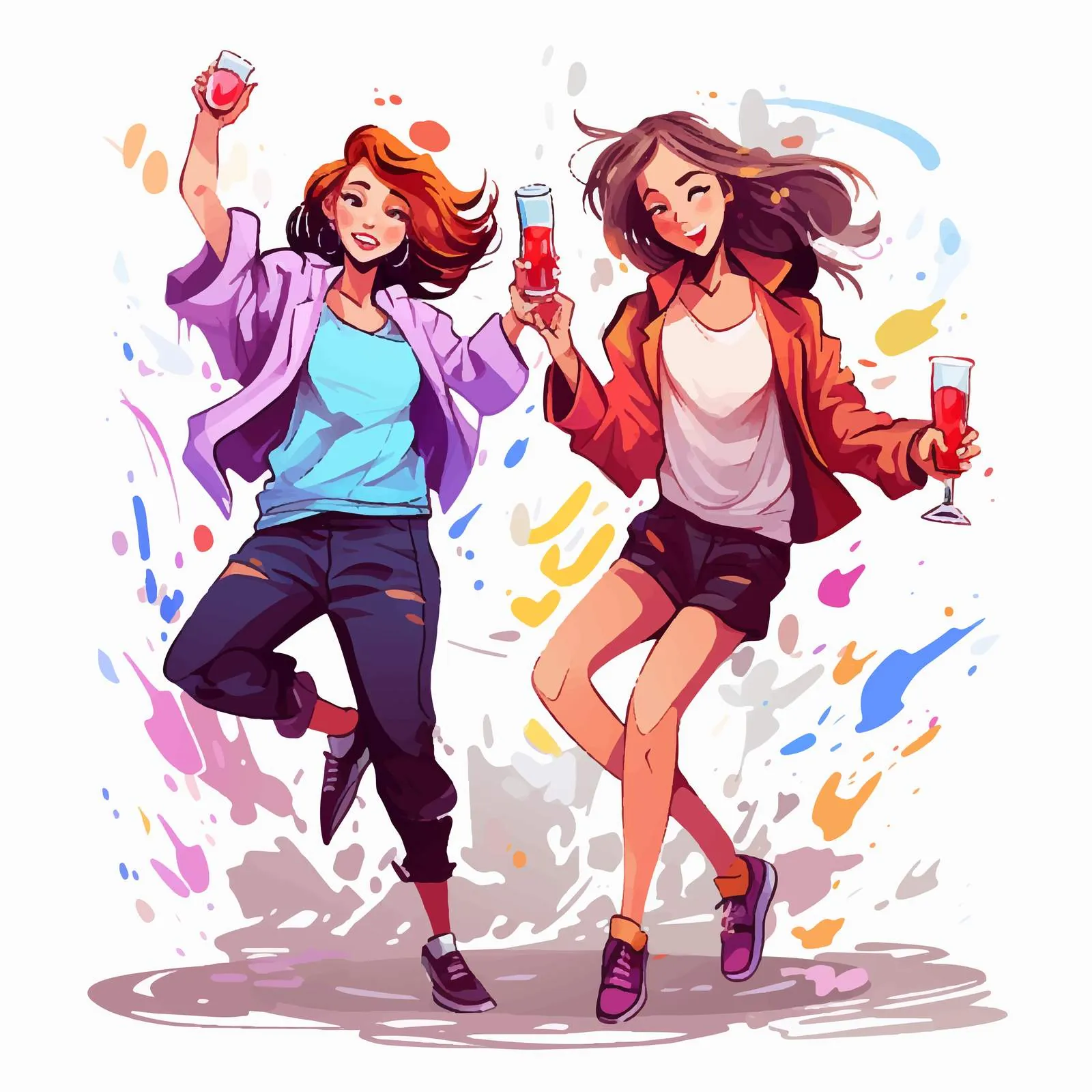 Two Young Women in Messy Clothes – free unconventional image from Dotvec