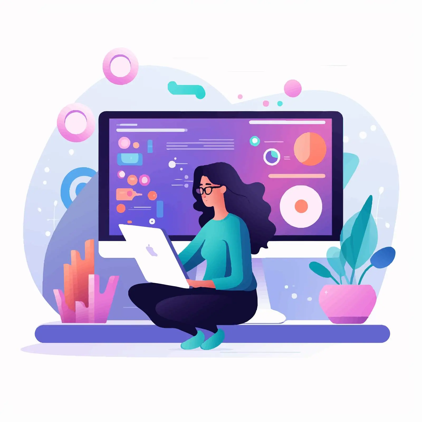 Funny Young Man and Woman Drawing Together — free download from Dotvec