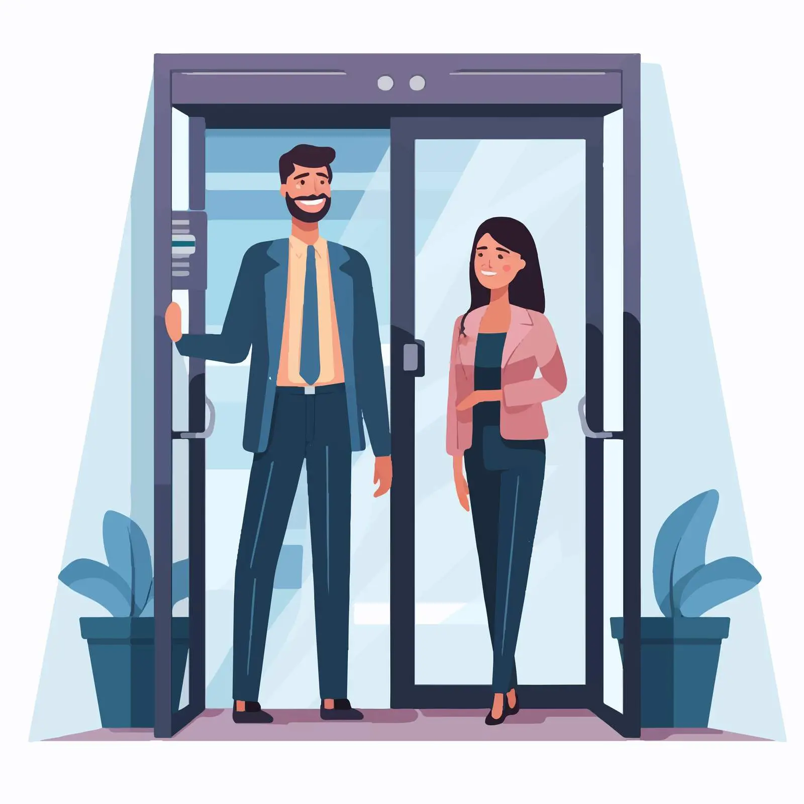 Happy Male and Female Office Employees — free download from Dotvec