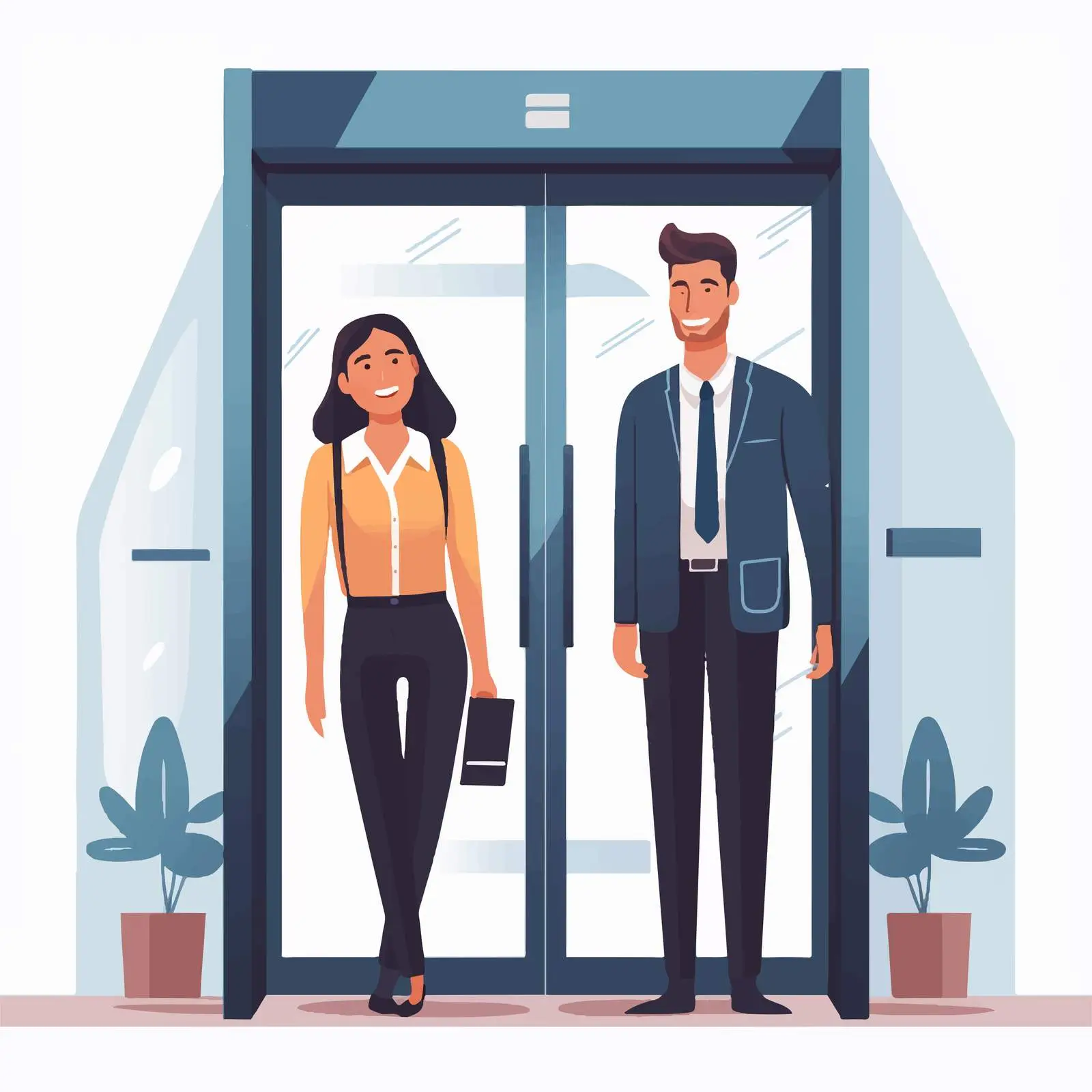 Happy Male and Female Office Employees — free download from Dotvec