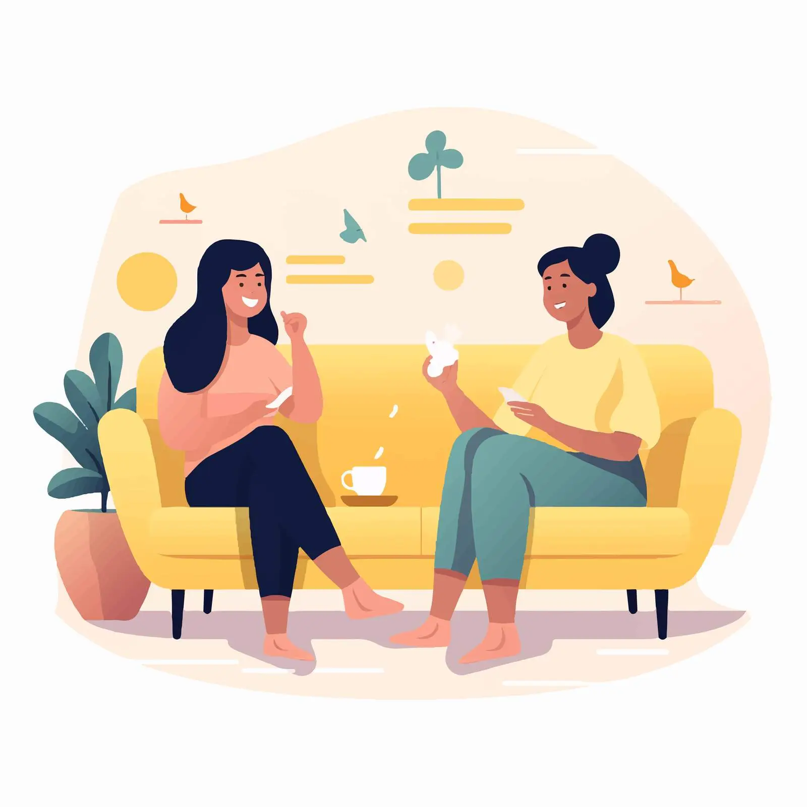 Happy Young Girls Talking on Couch — free download from Dotvec