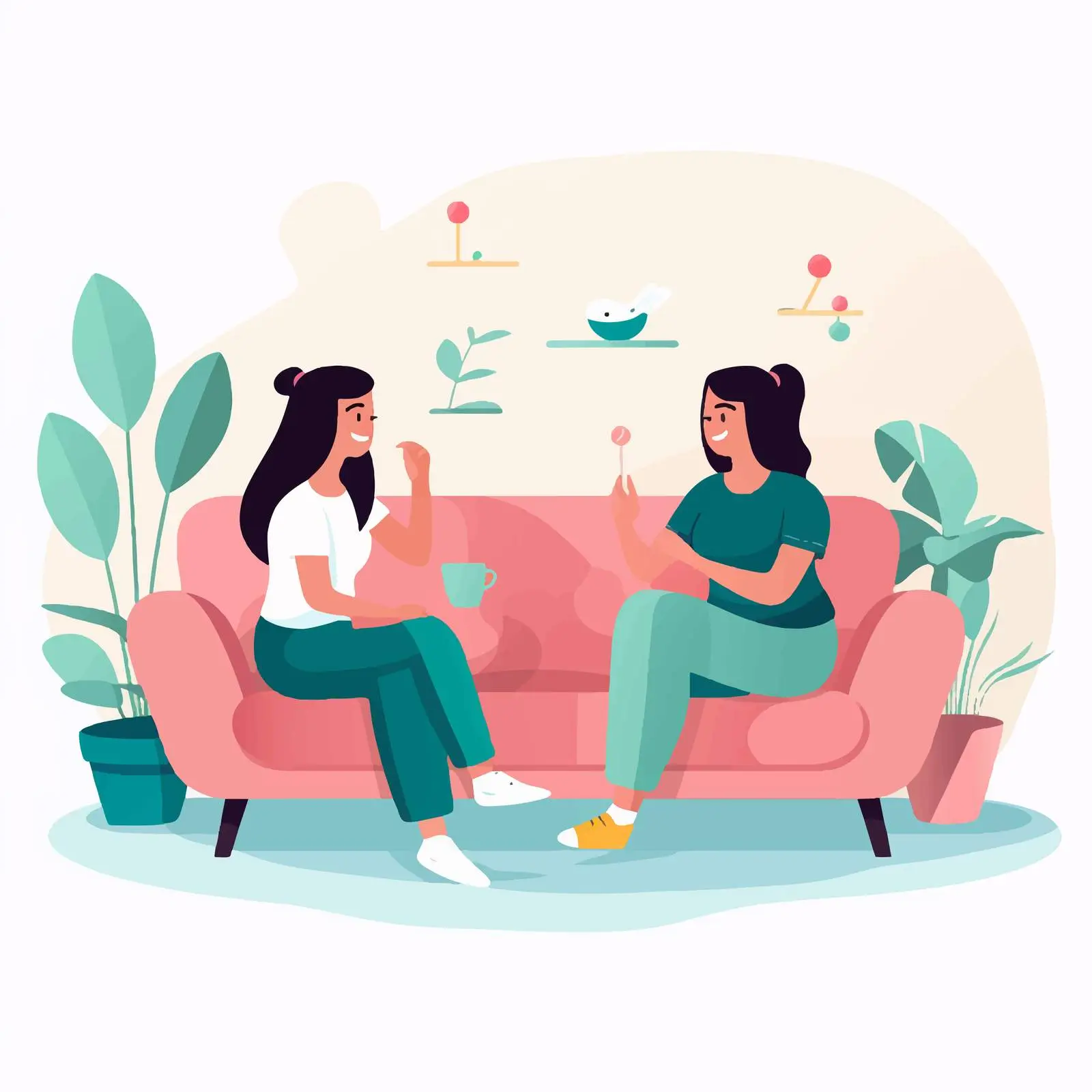 Happy Young Girls Talking on Couch — free download from Dotvec