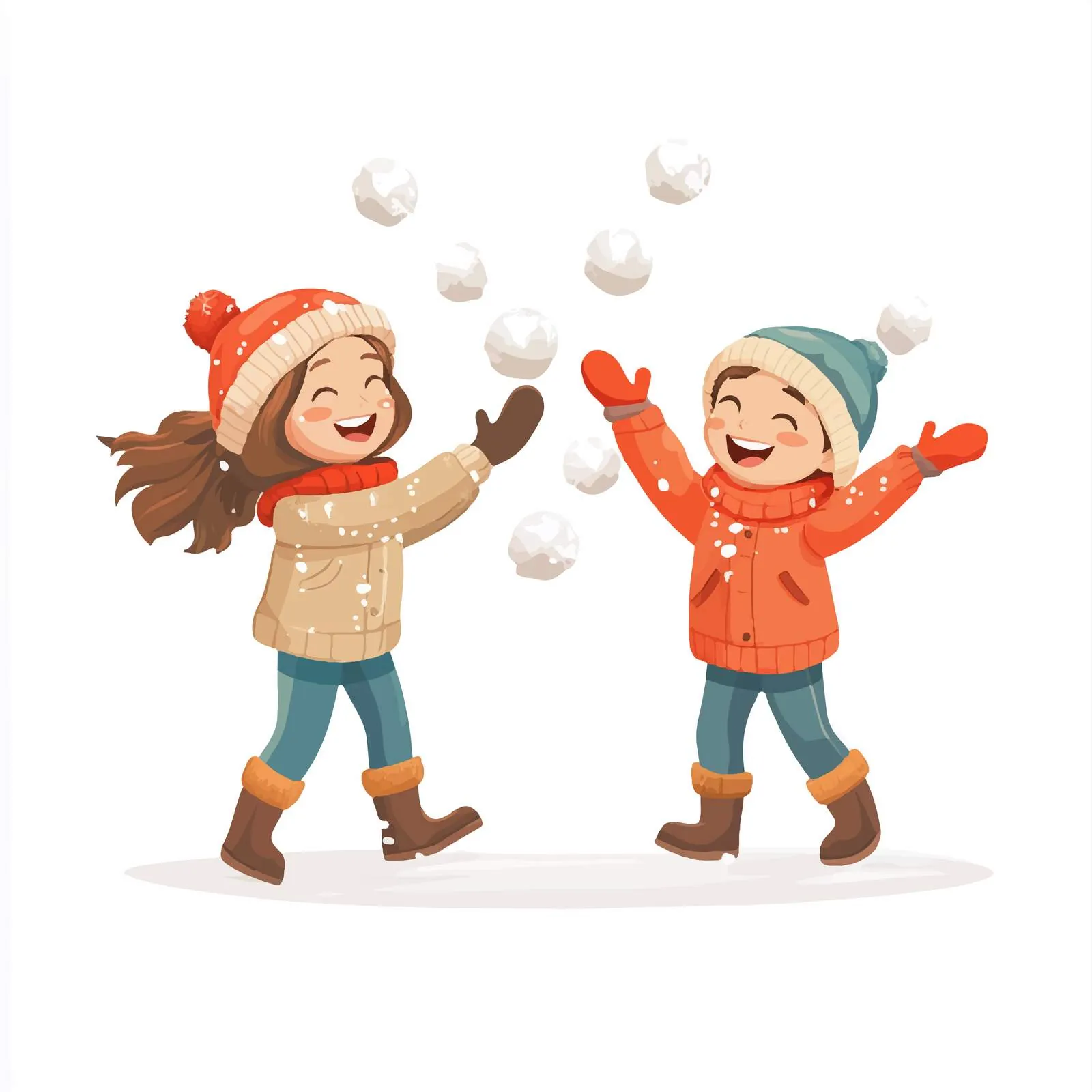 Laughing Children Playing with Snowballs — free download from Dotvec