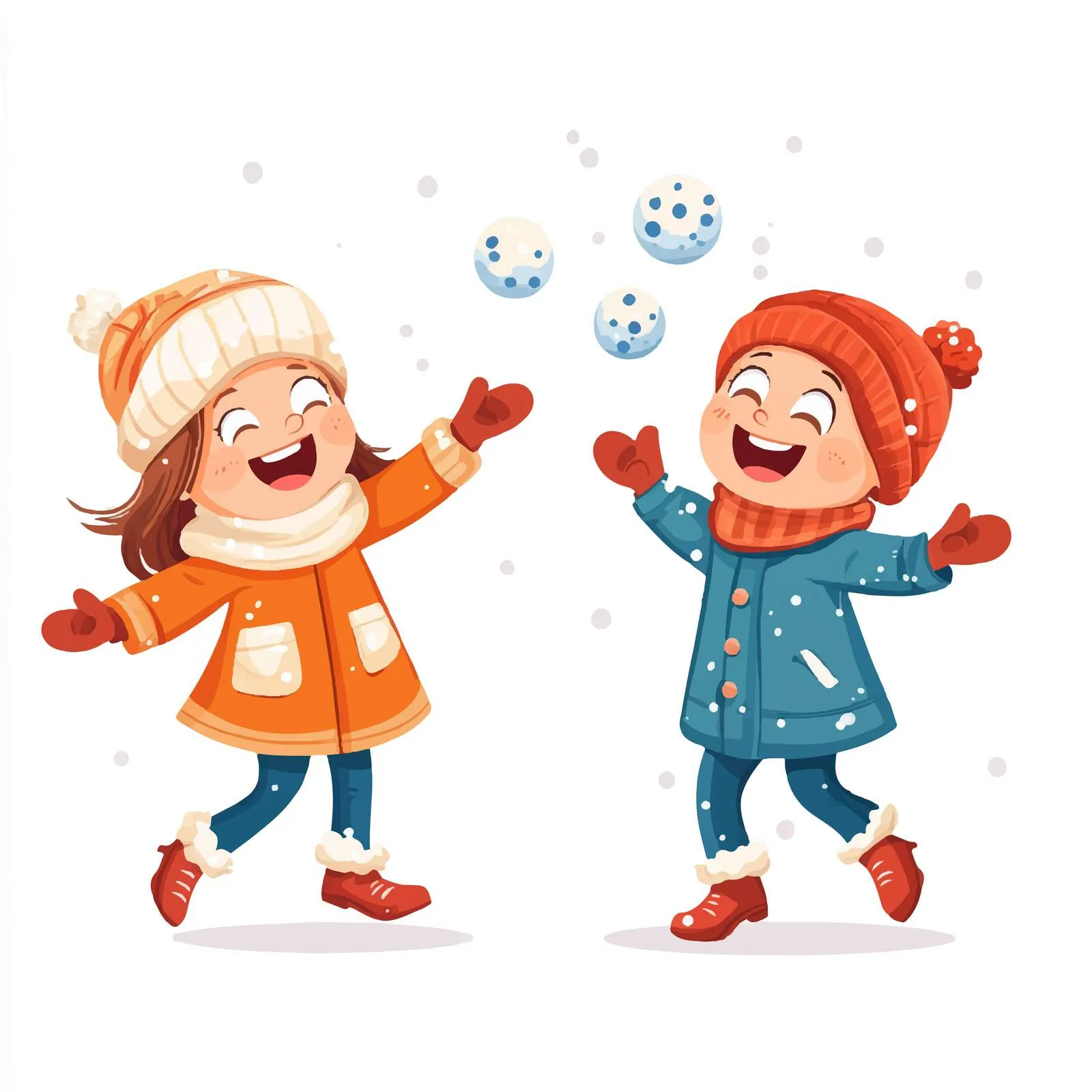 Children Laughing and Playing with Snowballs — free download from Dotvec