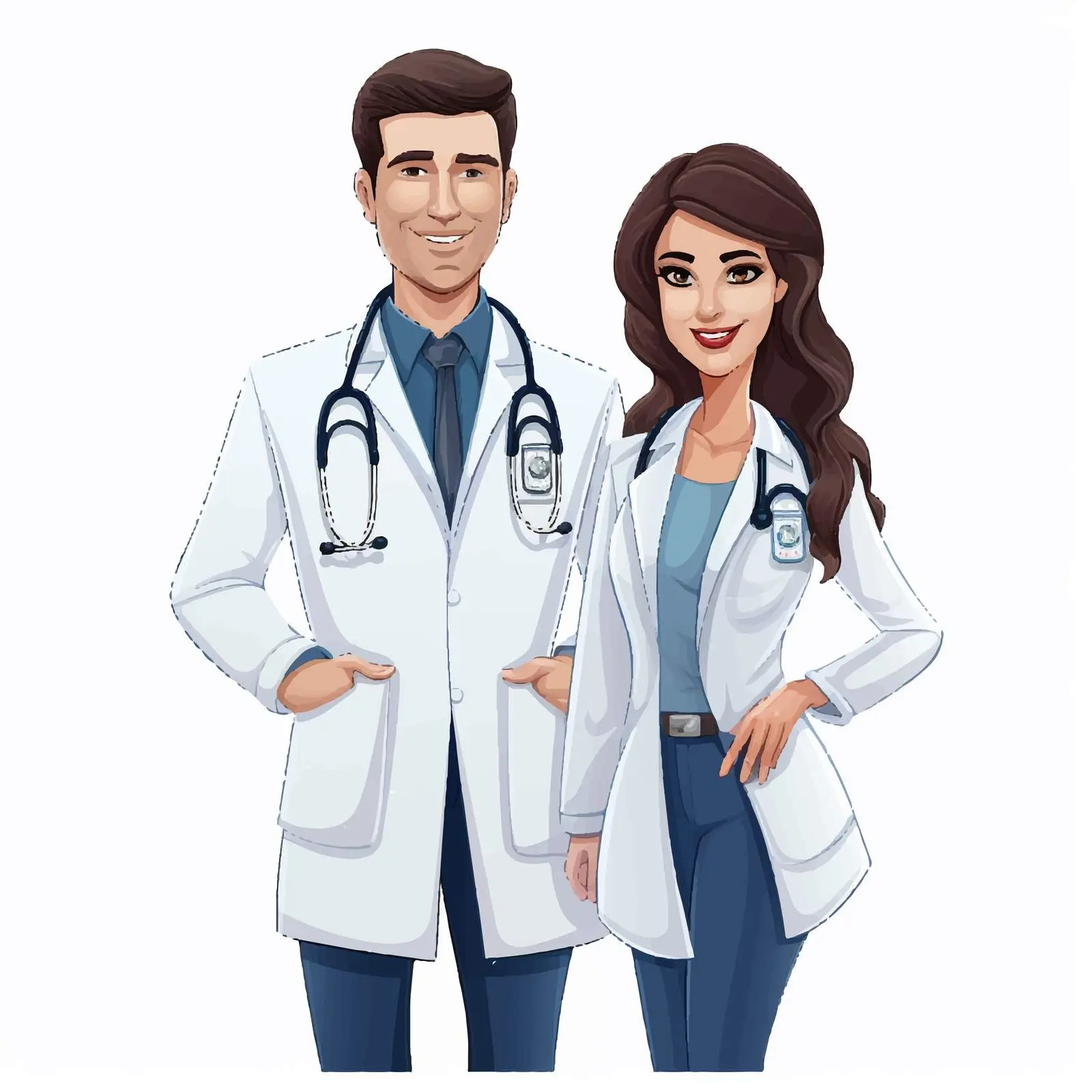 Male and Female Doctors in Scrubs – free healthcare symbol image from Dotvec