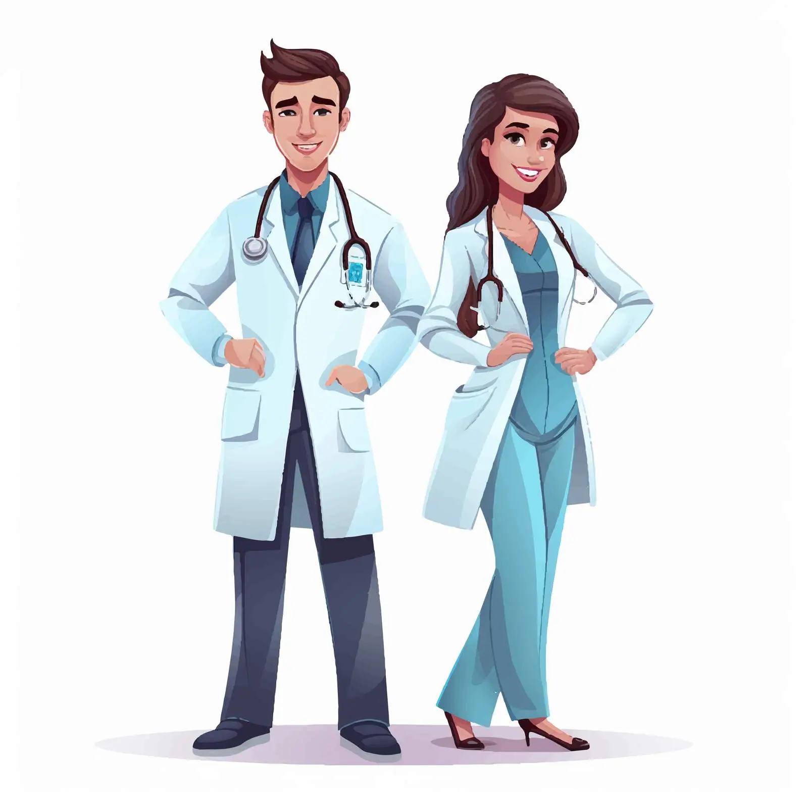 Pair of Doctors in Scrubs Illustration — free download from Dotvec