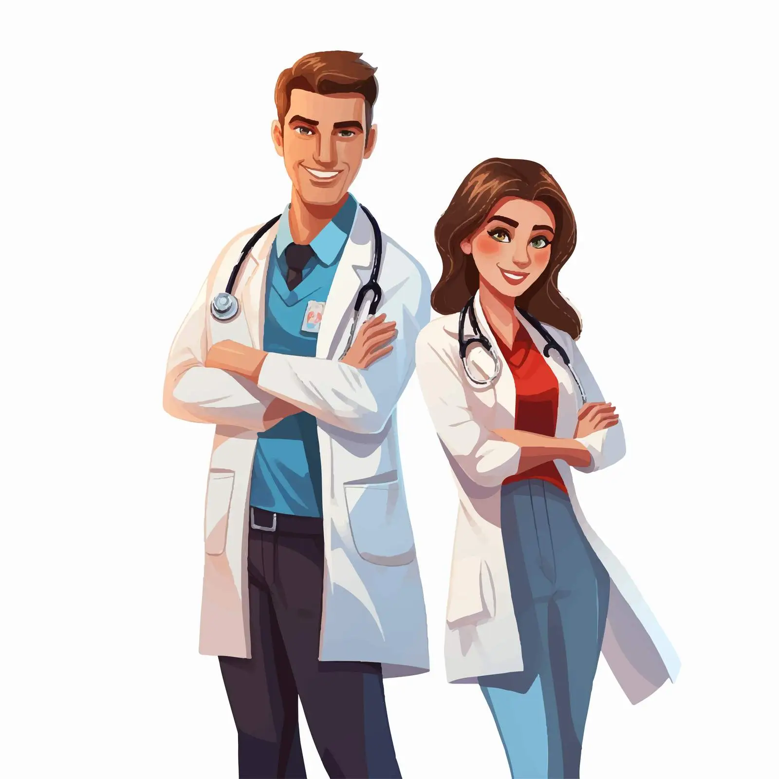 Male and Female Doctors in Scrubs — free download from Dotvec